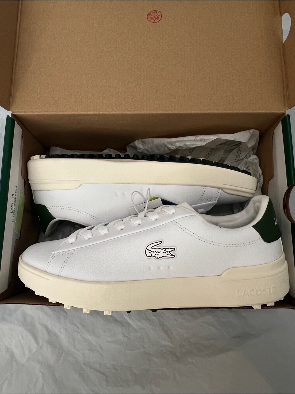 Lacoste Carnaby Golf Leather Sneakers White Dark Green Mens 9 NWT NIB